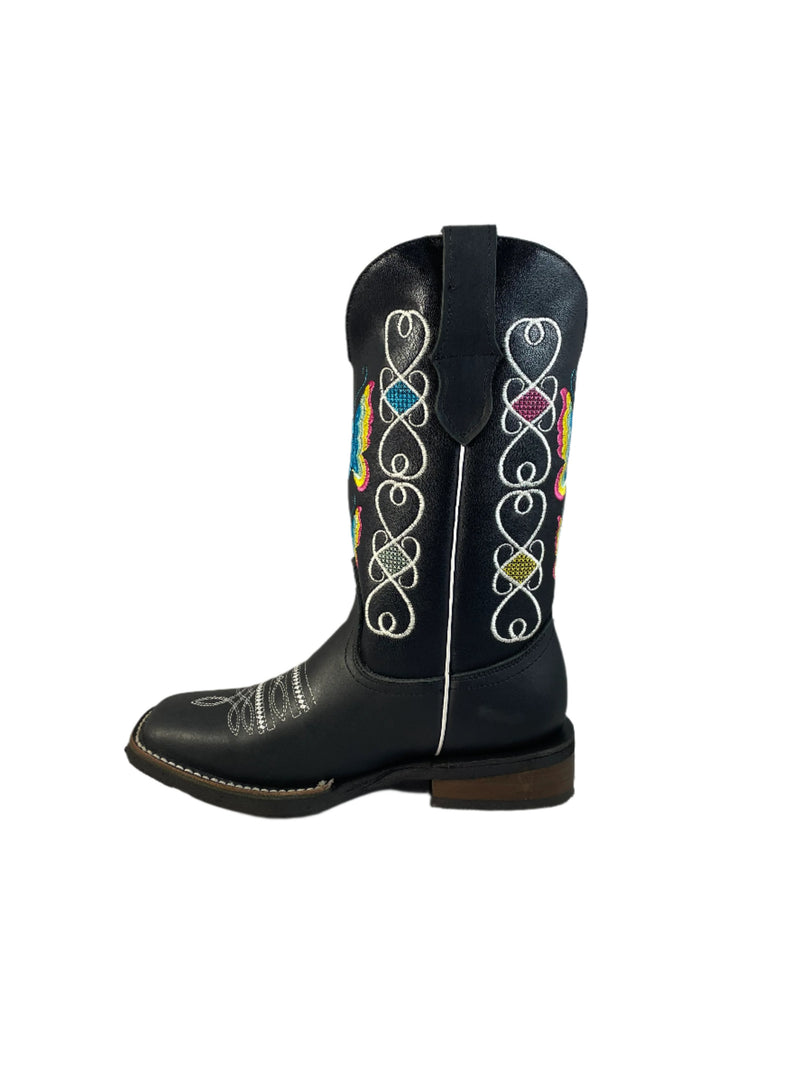 FRONTIER Women's Black Western Boots - Square Toe - Free Belt