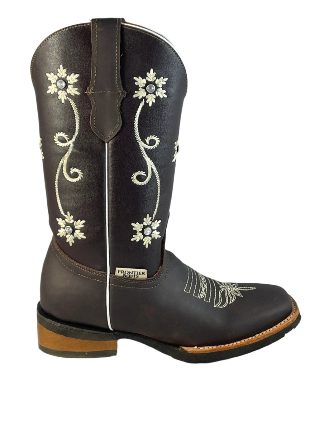 FRONTIER Women's Brown Western Boots - Square Toe - Free Belt