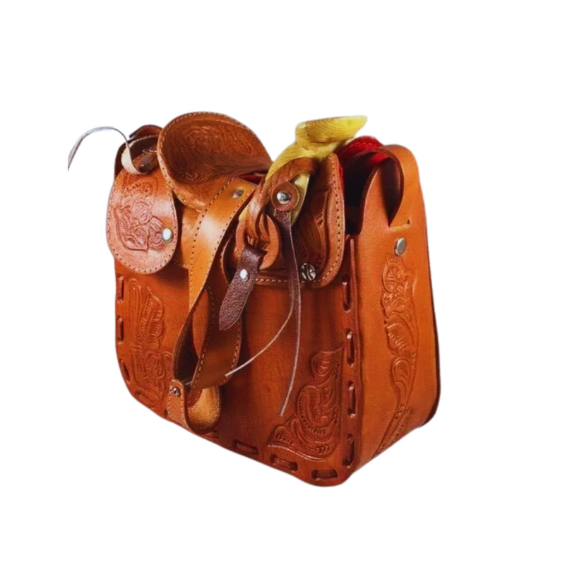 Western Saddle Purse Leather Handbag-Bolsa Montura Charra de Piel