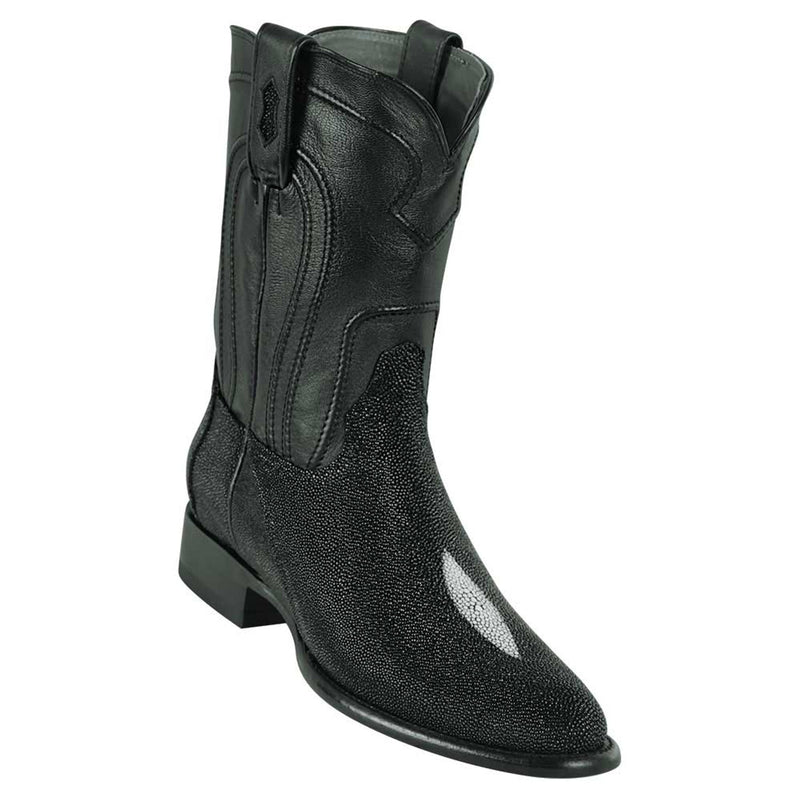 LOS ALTOS Men's Black Single Stone Stingray Exotic Boots - European Toe