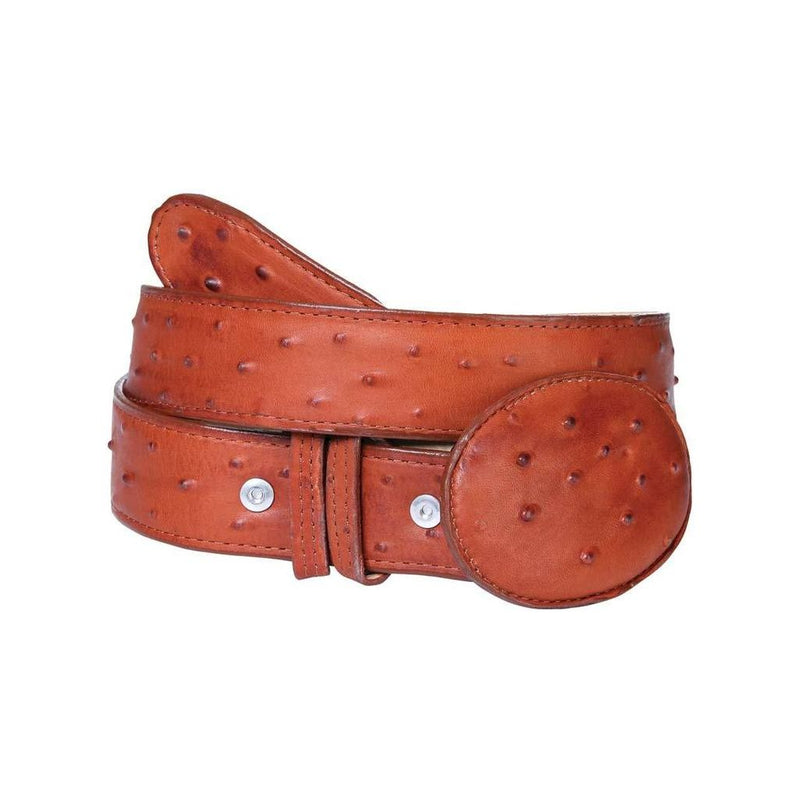 Cognac Ostrich Leather Belt